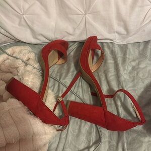 red heels, worn, but in great condition